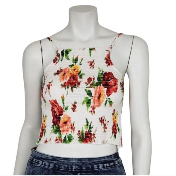 Ambiance Women's Tank Top White, Yellow Floral Print Spaghetti Strap Hal… - Picture 1 of 5